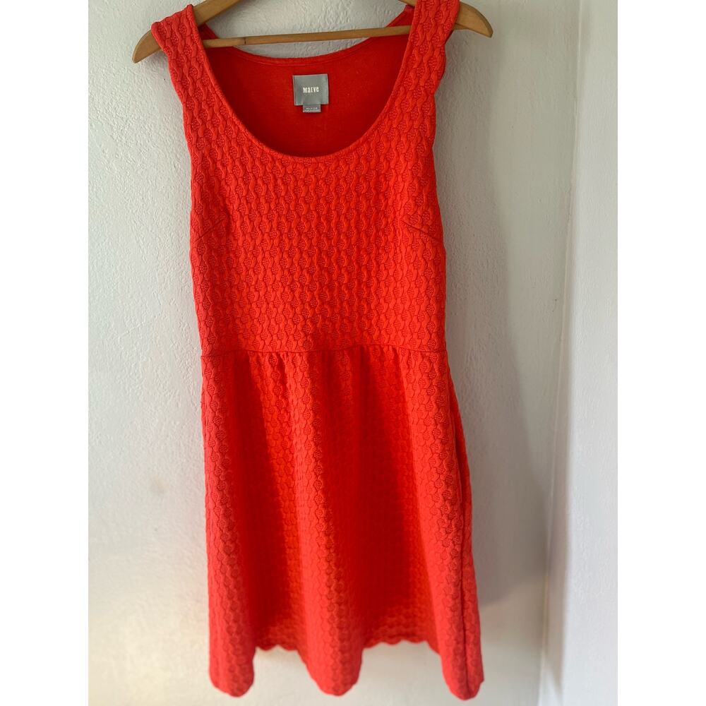 Women's Anthropologie Maeve Coral Caye Textured Scalloped Dress Size Medium